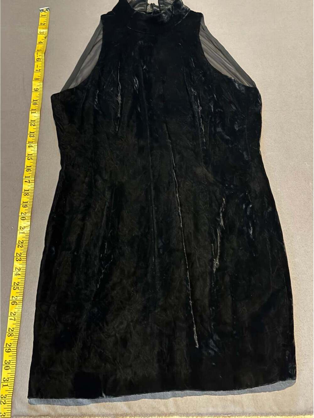 Vintage Donna Ricco Petite Black Velvet & Sheer Bow Dress Size 6